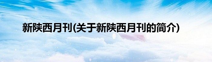 新陕西月刊(关于新陕西月刊的简介)