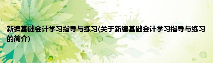 新编基础会计学习指导与练习(关于新编基础会计学习指导与练习的简介)