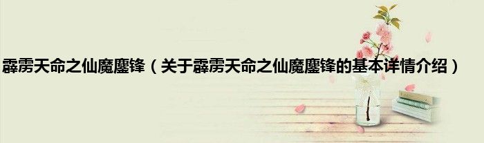 霹雳天命之仙魔鏖锋（关于霹雳天命之仙魔鏖锋的基本详情介绍）