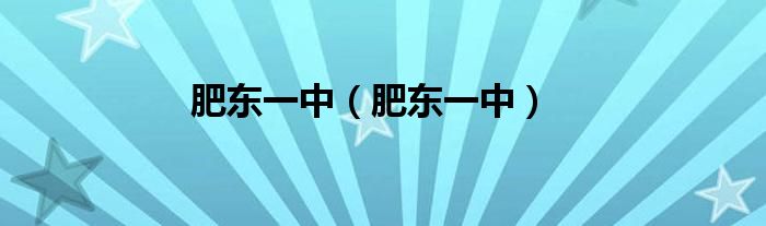 肥东一中（肥东一中）