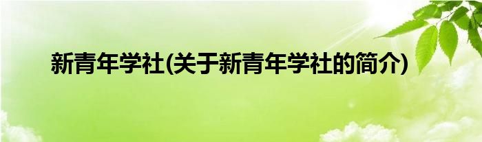 新青年学社(关于新青年学社的简介)