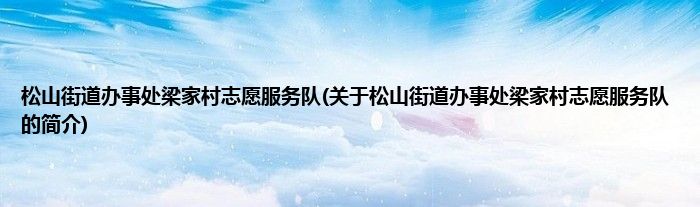 松山街道办事处梁家村志愿服务队(关于松山街道办事处梁家村志愿服务队的简介)