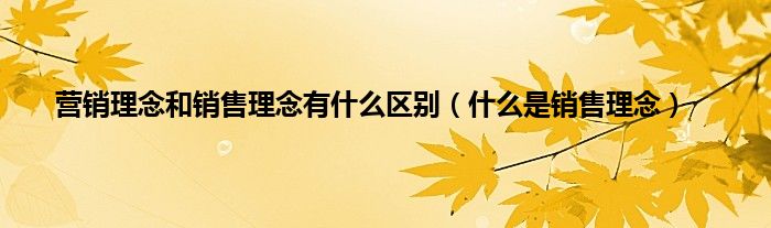 营销理念和销售理念有什么区别（什么是销售理念）