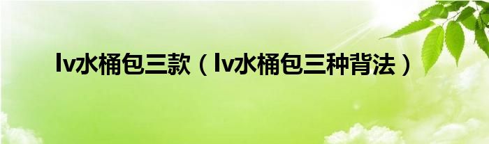 lv水桶包三款（lv水桶包三种背法）