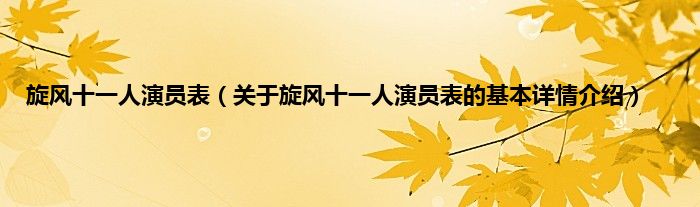 旋风十一人演员表（关于旋风十一人演员表的基本详情介绍）