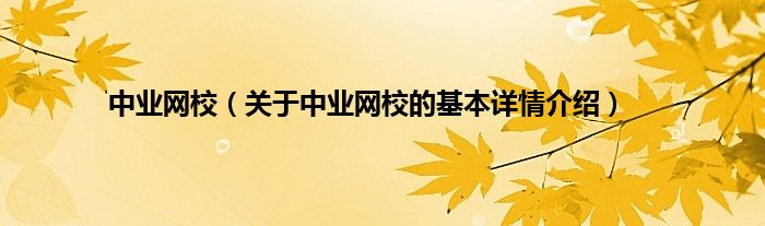 中业网校（关于中业网校的基本详情介绍）