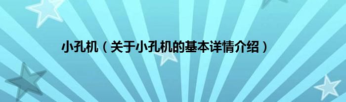 小孔机（关于小孔机的基本详情介绍）