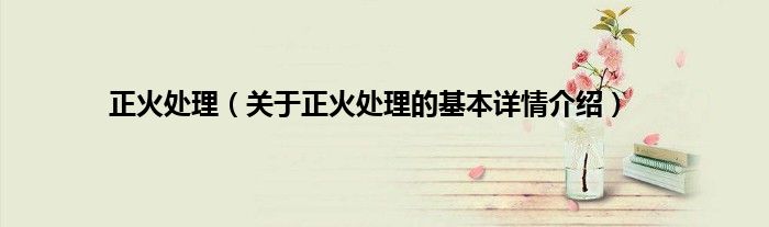 正火处理（关于正火处理的基本详情介绍）