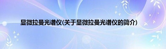 显微拉曼光谱仪(关于显微拉曼光谱仪的简介)