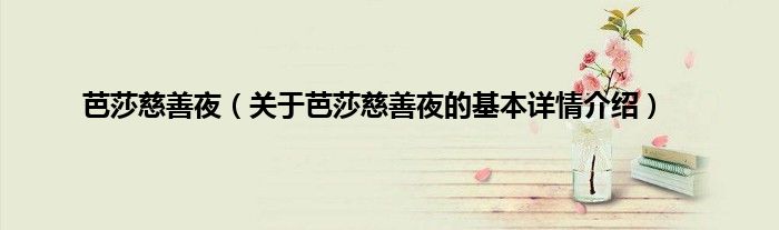 芭莎慈善夜（关于芭莎慈善夜的基本详情介绍）