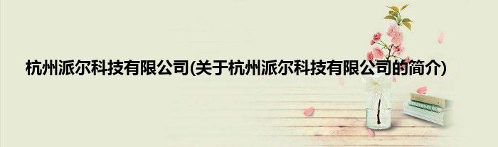 杭州派尔科技有限公司(关于杭州派尔科技有限公司的简介)
