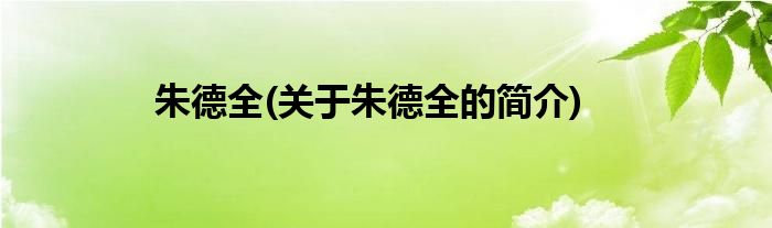 朱德全(关于朱德全的简介)