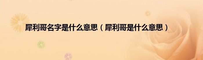 犀利哥名字是什么意思（犀利哥是什么意思）