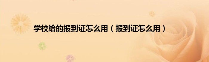 学校给的报到证怎么用（报到证怎么用）