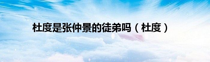 杜度是张仲景的徒弟吗（杜度）
