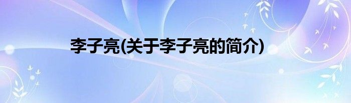 李子亮(关于李子亮的简介)