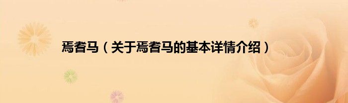 焉耆马（关于焉耆马的基本详情介绍）