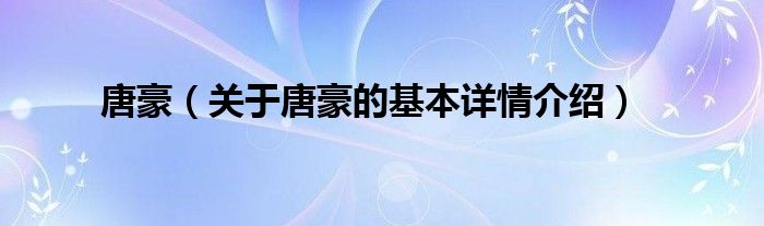 唐豪（关于唐豪的基本详情介绍）