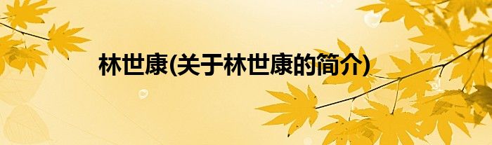 林世康(关于林世康的简介)