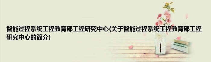 智能过程系统工程教育部工程研究中心(关于智能过程系统工程教育部工程研究中心的简介)
