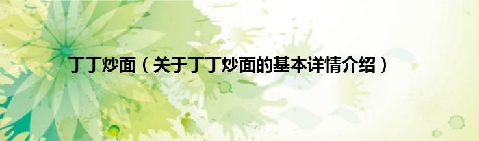 丁丁炒面（关于丁丁炒面的基本详情介绍）