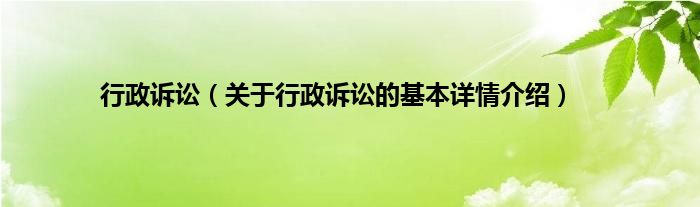 行政诉讼（关于行政诉讼的基本详情介绍）