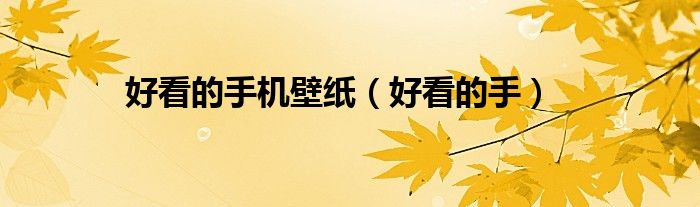 好看的手机壁纸（好看的手）