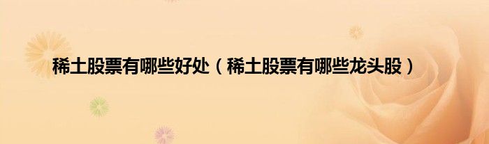 稀土股票有哪些好处（稀土股票有哪些龙头股）