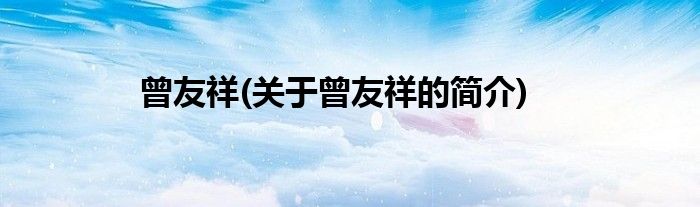 曾友祥(关于曾友祥的简介)