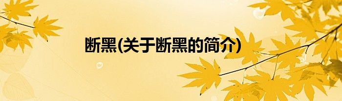 断黑(关于断黑的简介)