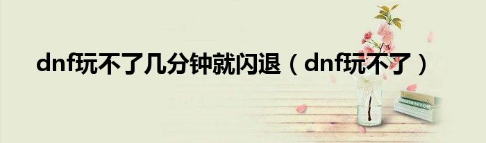 dnf玩不了几分钟就闪退（dnf玩不了）