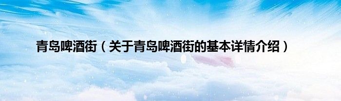 青岛啤酒街（关于青岛啤酒街的基本详情介绍）