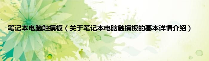 笔记本电脑触摸板（关于笔记本电脑触摸板的基本详情介绍）