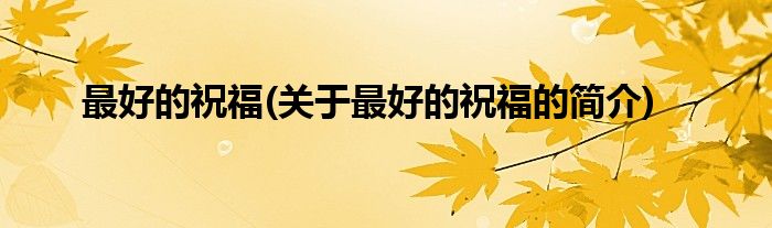 最好的祝福(关于最好的祝福的简介)
