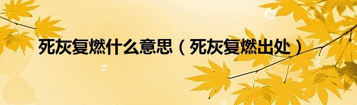 死灰复燃什么意思（死灰复燃出处）