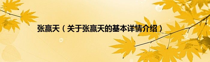 张赢天（关于张赢天的基本详情介绍）