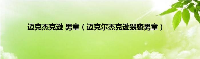 迈克杰克逊 男童（迈克尔杰克逊猥亵男童）