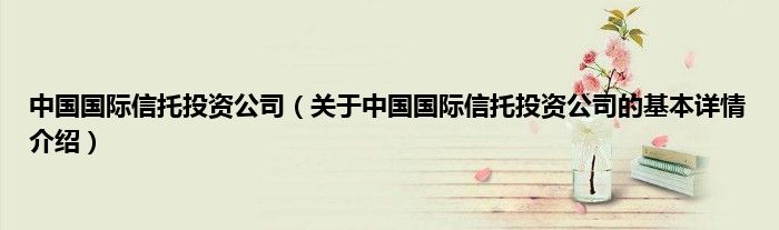 中国国际信托投资公司（关于中国国际信托投资公司的基本详情介绍）